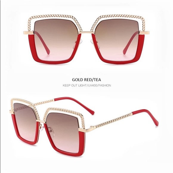 🆕 Square Chain Frame Sunglasses - Picture 2 of 8